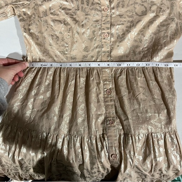 Soft Surroundings Shimmering Tan Long Sleeve Dress 12P - Picture 9 of 10